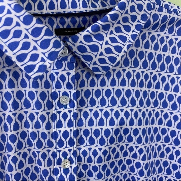 Talbots Blue Geometric Print Long Sleeve Button Up Shirt - Picture 10 of 13